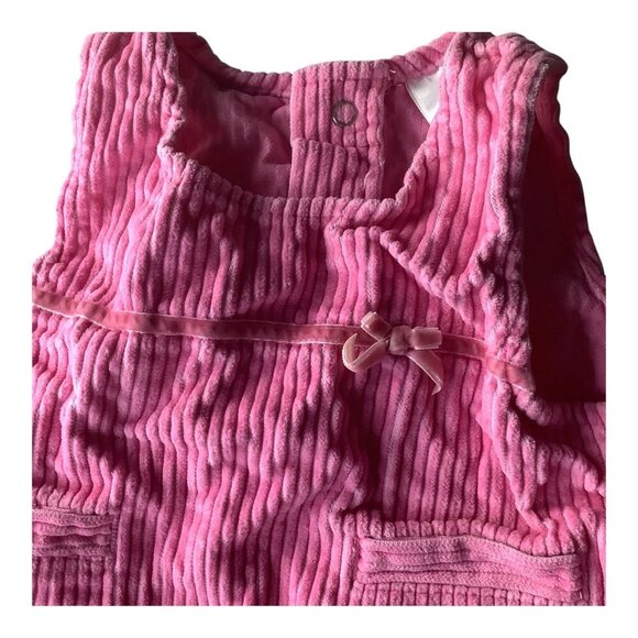 Little Me Pink Corduroy Baby Girl Sleeveless Dress 18M Bow Accent Front Pockets - Picture 9 of 10